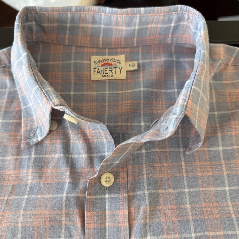 FAHERTY Men’s Blue and Pink Check Plaid Long Sleeve Button Down | Size M - Picture 8 of 10